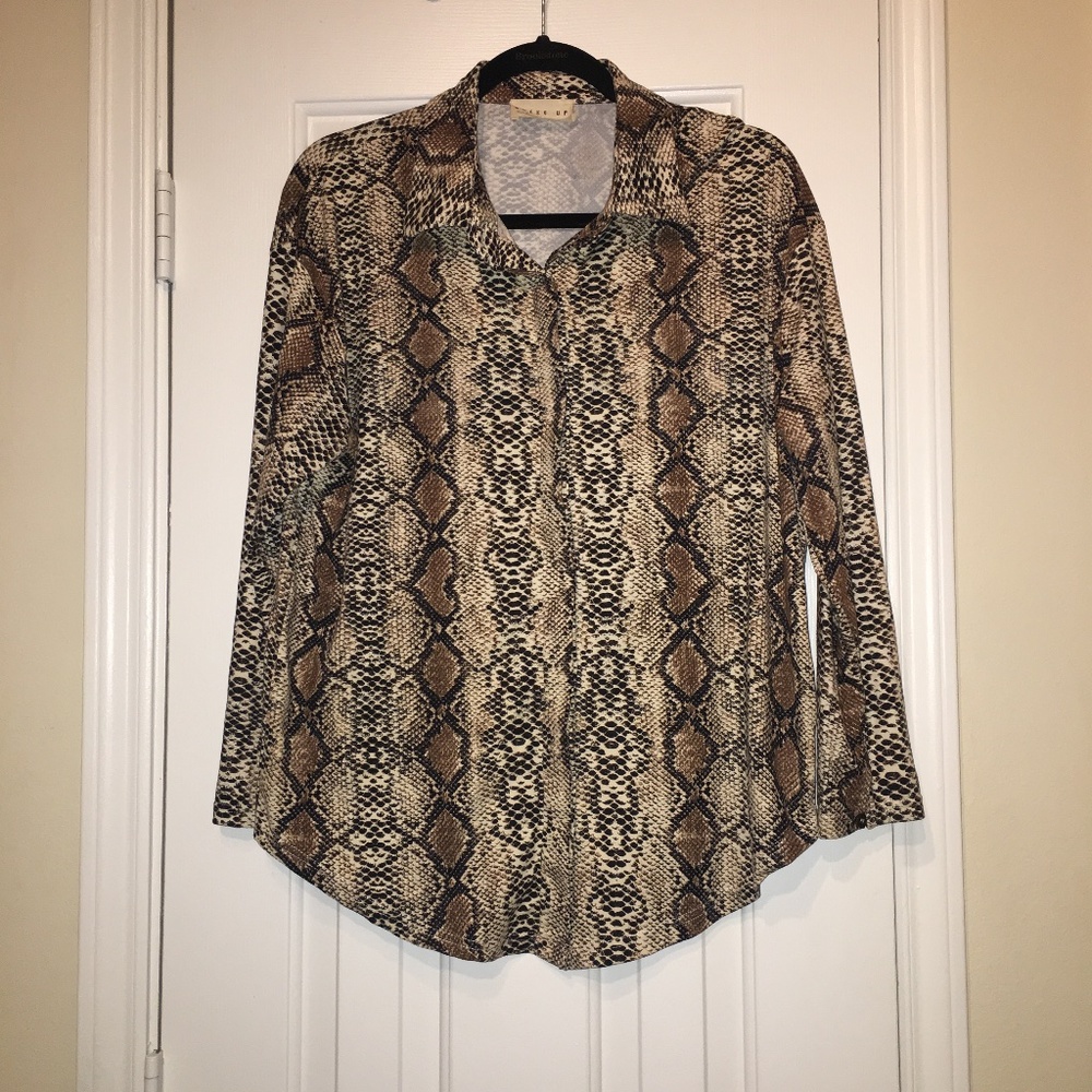 Button Up Snake Pattern Blouse
